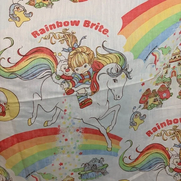 Vintage 1983 Hallmark Rainbow Brite Fitted Twin Bed Sheet - Picture 3 of 5
